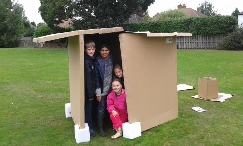 cardboard refugee shelter